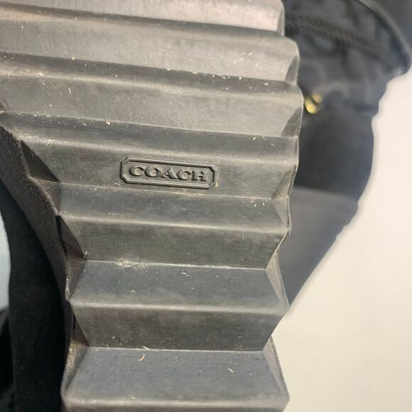 Coach Maisy Black Signature C Lace Up Wedge Boots size 8B - Picture 10 of 12